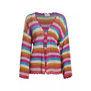 NWT $250 XIRENA CARSYN CROCHETED COTTON OPEN CARDIGAN RAINBOW DREAMSTATE SIZE XS
